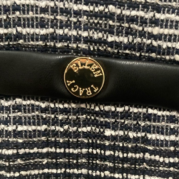 Ellen Tracy JACQUARD KNIT DRESS WITH VEGAN LEATHER SKIRT size Medium like new - Picture 6 of 11